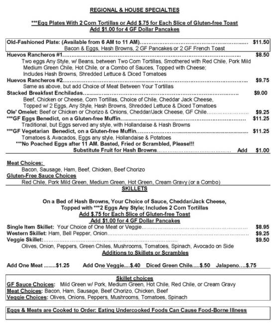 Kassidys Kitchen Menu In Durango Co